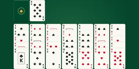 The Golf Solitaire board: seven short columns above a single waste pile.